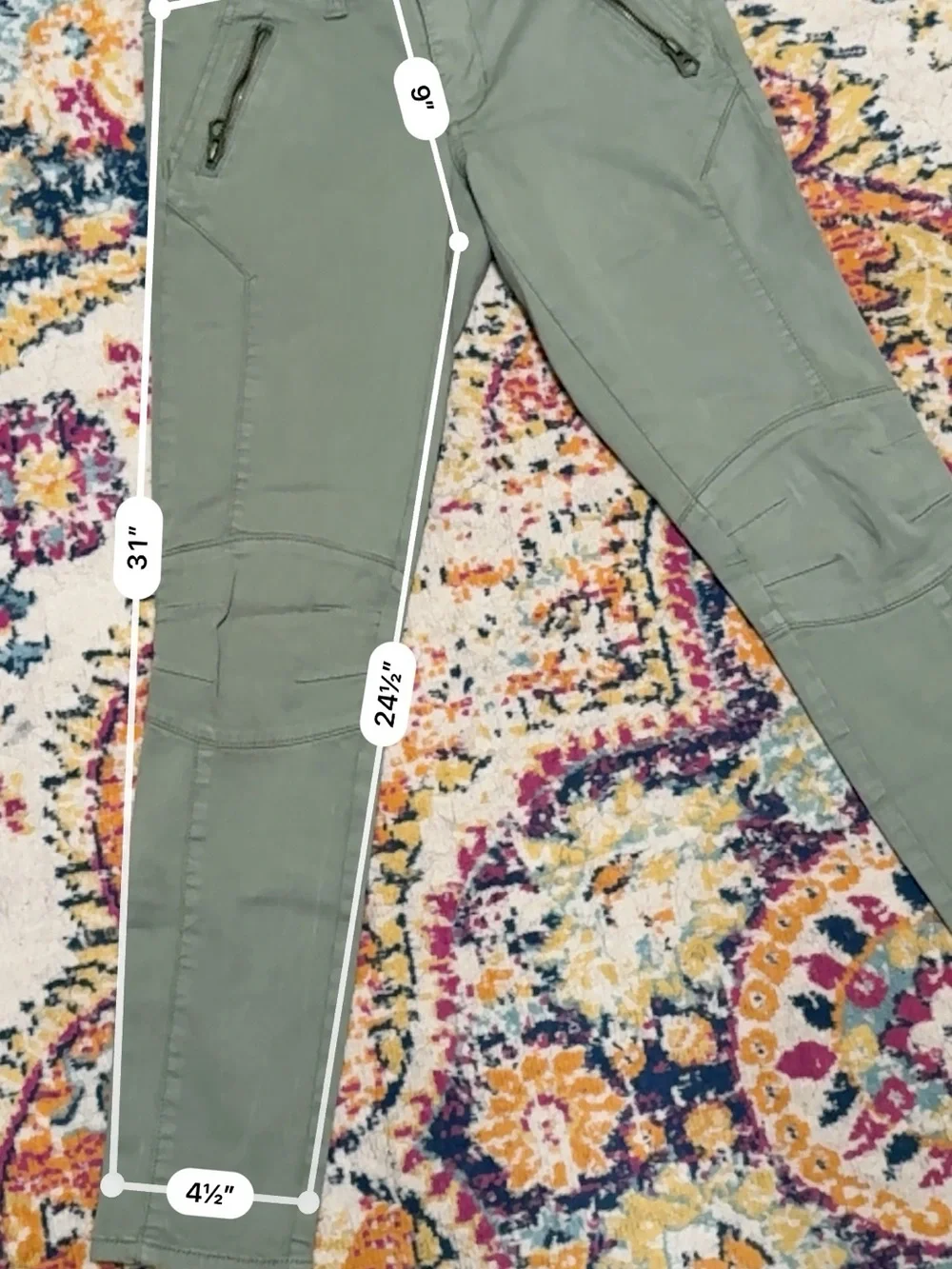 American Eagle Olive Green Zip Pocket Moto Jegging Ankle Pants Size 0